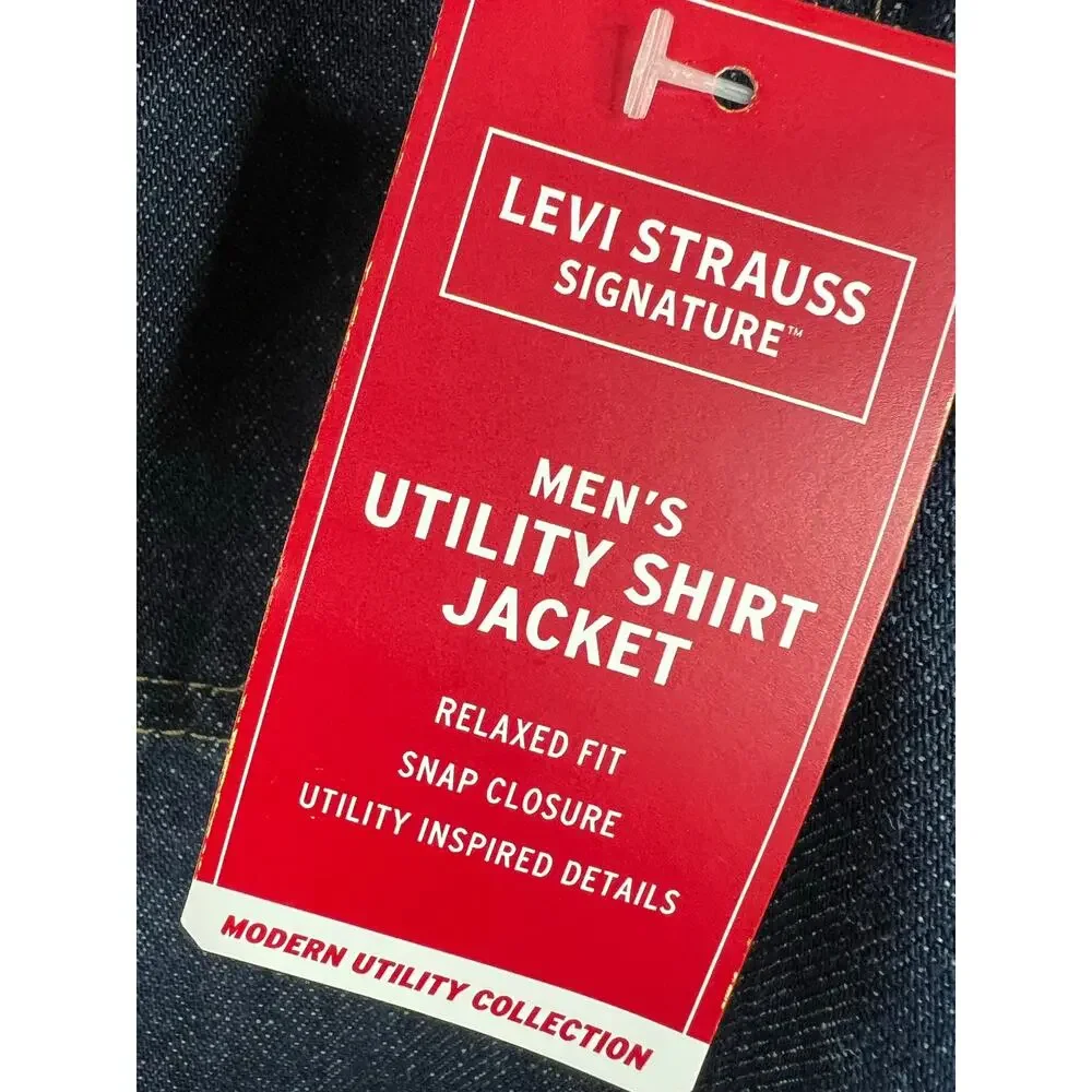 Levis Chore Barn Coat Shacket Denim XL Blue Jean Corduroy Collar Utility NWT - Picture 5 of 9